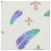 Tissu Mardi Gras Plumes et Fleur de Lis Motif (Fermer)