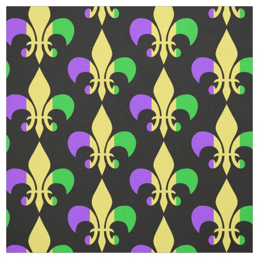 Tissu Mardi Gras violet vert jaune Fleur de Lis (Échantillon)