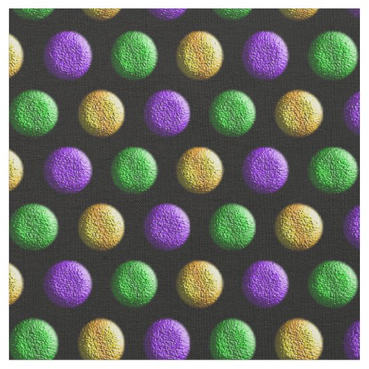 Tissu Mardi Gras Violet Vert Jaune Pois (Fermer)