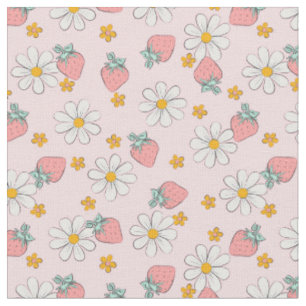 Tissu Marguerite Fleur de Fraise d'Été