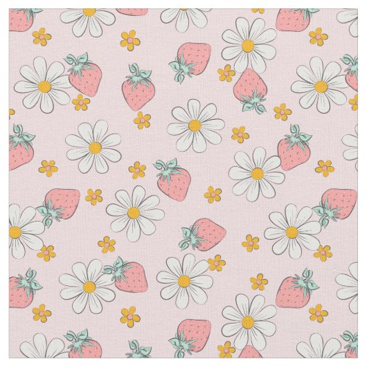 Tissu Marguerite Fleur de Fraise d'Été (Fermer)