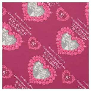 Tissu Mariage d'anniversaire Ruby motif personnalisé
