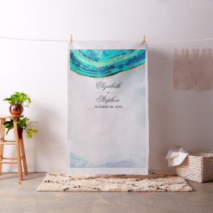Tissu Mariage Photo Booth Arrière-plan Géode Turquoise G