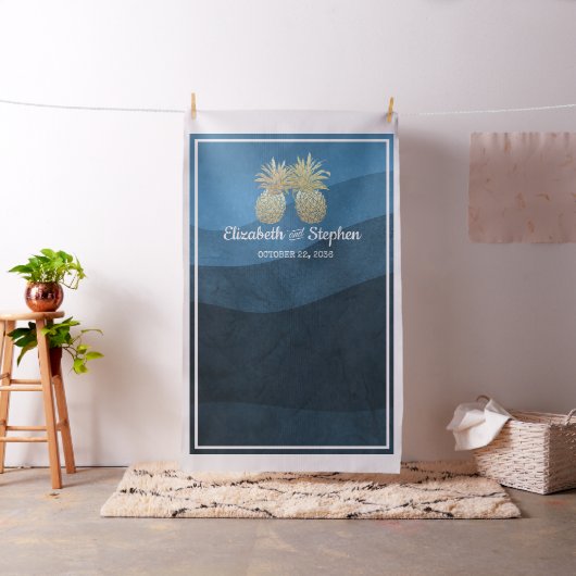 Tissu Mariage Photo Booth Arrière-plan Gold Pineappy Cou (In Situ)