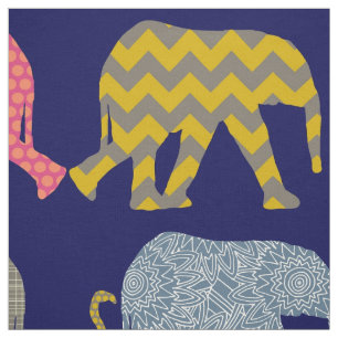 Tissu marine d'éléphants et de flamants de bébé