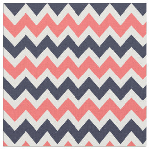 Tissu Marine et Coral Moderne Chevron