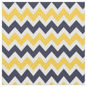 Tissu Marine et Jaune moderne Chevron