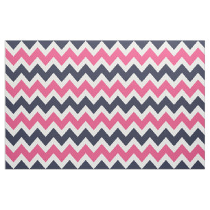 Tissu Marine et rose moderne Chevron Grande échelle