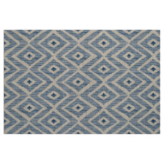 Tissu Marine Ikat sur la toile naturelle