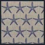 Tissu Marine vintage Bleu Starfish Monogramme Linge côti<br><div class="desc">Ce design vintage de poisson étoilé bleu marine est installé sur un arrière - plan de lin de couleur naturelle et dispose d'un monogramme optionnel au centre, ce qui en fait un design parfait pour un bord de mer personnalisé, tissu maison de plage. (N'hésitez pas à supprimer le monogramme si...</div>