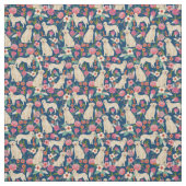 Tissu marine vintage de florales (Échantillon)