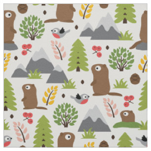 Tissu Marmottes sur une clairière de montagne