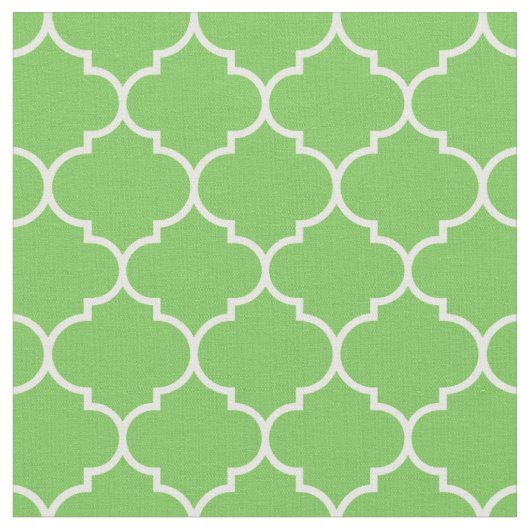 Tissu Maroc Quatrefol Vert Flash & Blanc (Fermer)