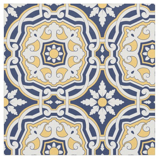 Tissu Marocain Abstrait 2 - Bleu, Jaune (Fermer)