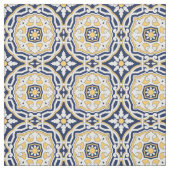 Tissu Marocain Abstrait 2 - Bleu, Jaune (Échantillon)