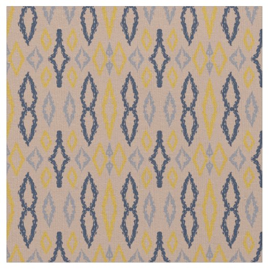 Tissu Marocain Ikat Pastel Bleu Jaune Motif (Fermer)