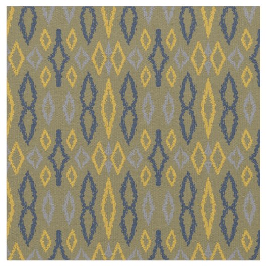 Tissu Marocain Ikat Vert Jaune Motif (Fermer)