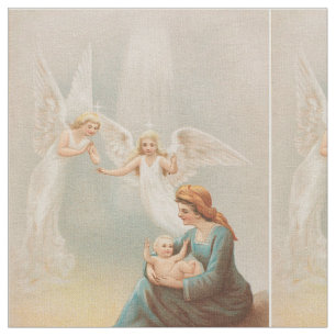 Tissu Mary vintage colorée avec le textile de Jésus de