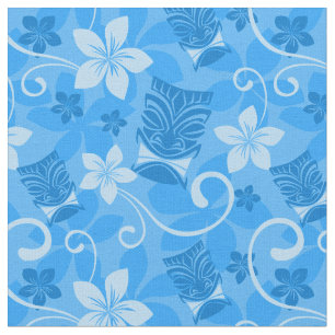 Tissu Masques bleu Tiki Hawaïen
