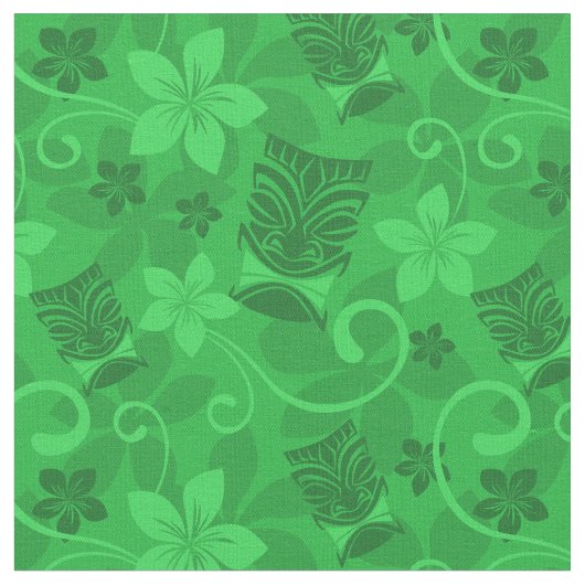 Tissu Masques Tiki Vert Hawaïen (Fermer)