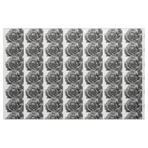 Tissu Matériel noir et blanc de motif de rose