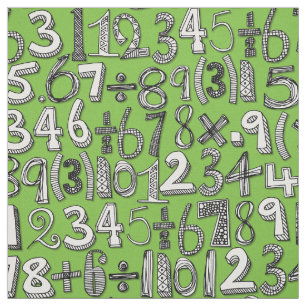 Tissu mathématiques doodle vert