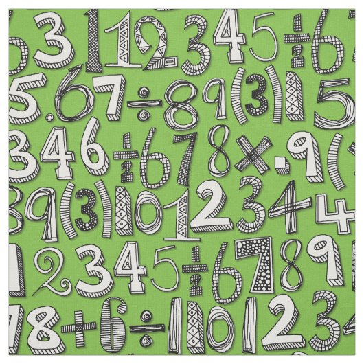 Tissu mathématiques doodle vert (Échantillon)