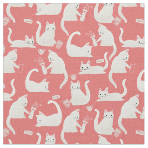 Tissu Mauvais Chats Blancs Qui Frappe Tout