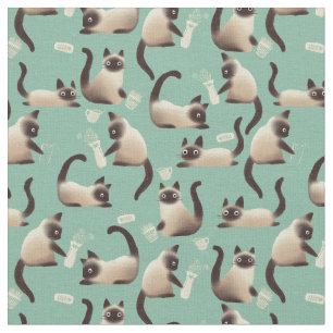 Tissu Mauvais chats siamois frapper des trucs