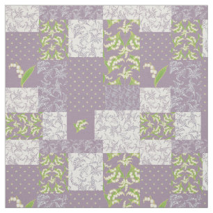 Tissu Mauve floral de patchwork de Faux du muguet
