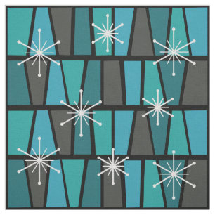 Tissu MCM géométrique Abstrait Turquoise Turquoise