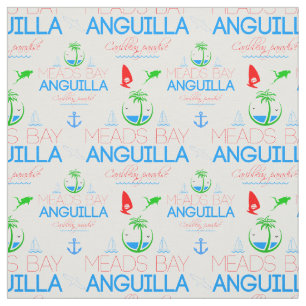 Tissu Meads Bay, Anguilla Color Text, Motif d'images