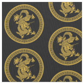 Tissu Médaillé de dragon chinois d'or (fermé)