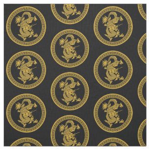 Tissu Médaillé de dragon chinois d'or