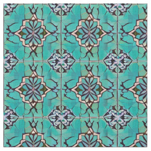 Tissu Médaillon turquoise style toscan Motif répétitif