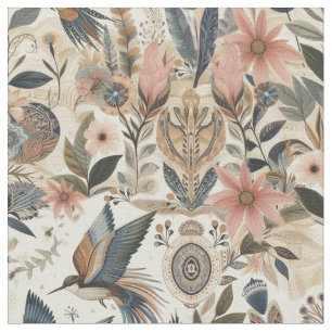 Tissu Mélange bohème de couleurs et de fleurs