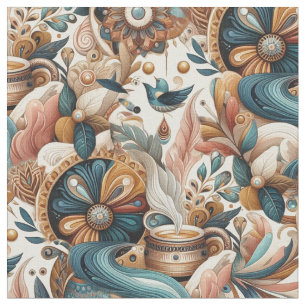 Tissu Mélange bohème de couleurs et de fleurs