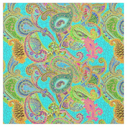 Tissu Mélange Paisley dans la turquoise et le vert (Fermer)