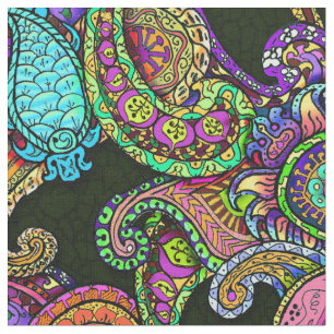 Tissu Mélange Paisley sur grand noir
