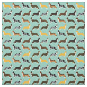 Tissu Ménage corgi (Échantillon)