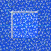 Tissu Menorah Star de David Hanoukka Motif Bleu blanc (Carreau)