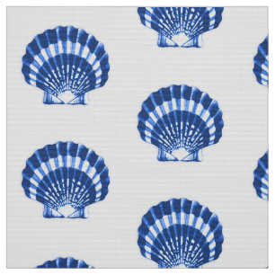 Tissu Mer Shell - bleu et blanc de cobalt