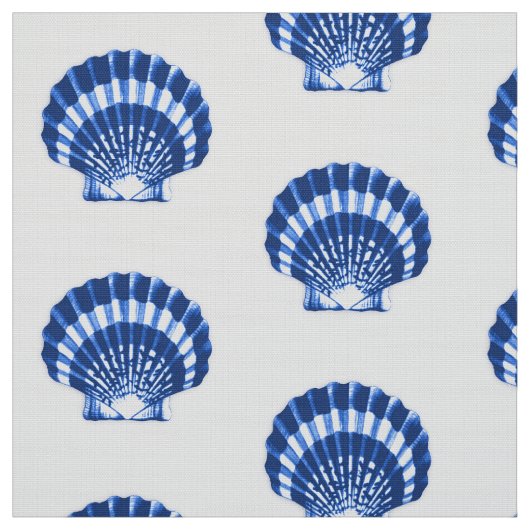 Tissu Mer Shell - bleu et blanc de cobalt (Échantillon)