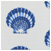 Tissu Mer Shell - bleu et blanc de cobalt (Fermer)