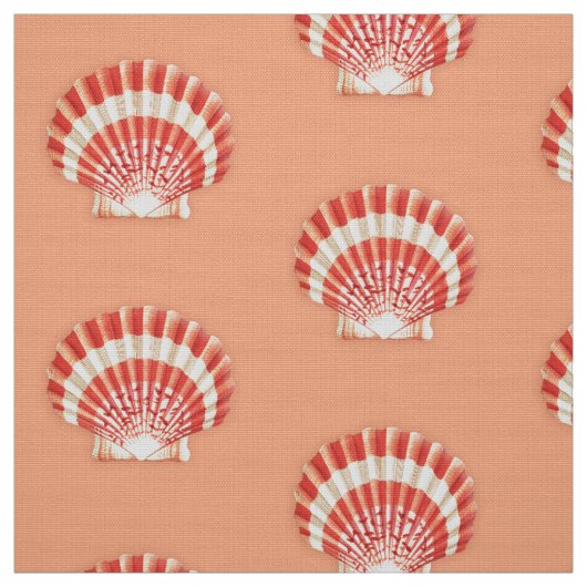 Tissu Mer Shell - orange et blanc de corail (Échantillon)