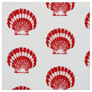 Tissu Mer Shell - rouge-foncé et blanc