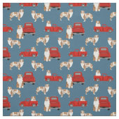 Tissu Merle rouge Aussie et camion rouge bleu (Échantillon)