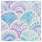 Tissu MERMAID DAYDREAMS Aquarelle Boho Beach Fish Scale (Fermer)