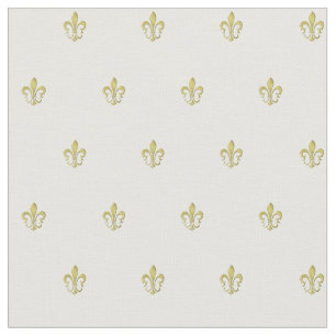 Tissu Métallo Or Français Fleur de Lis Coton peint