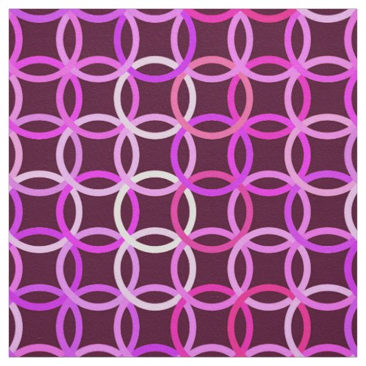 Tissu Mi-siècle Cercles modernes, prune et orchidée rose (Échantillon)